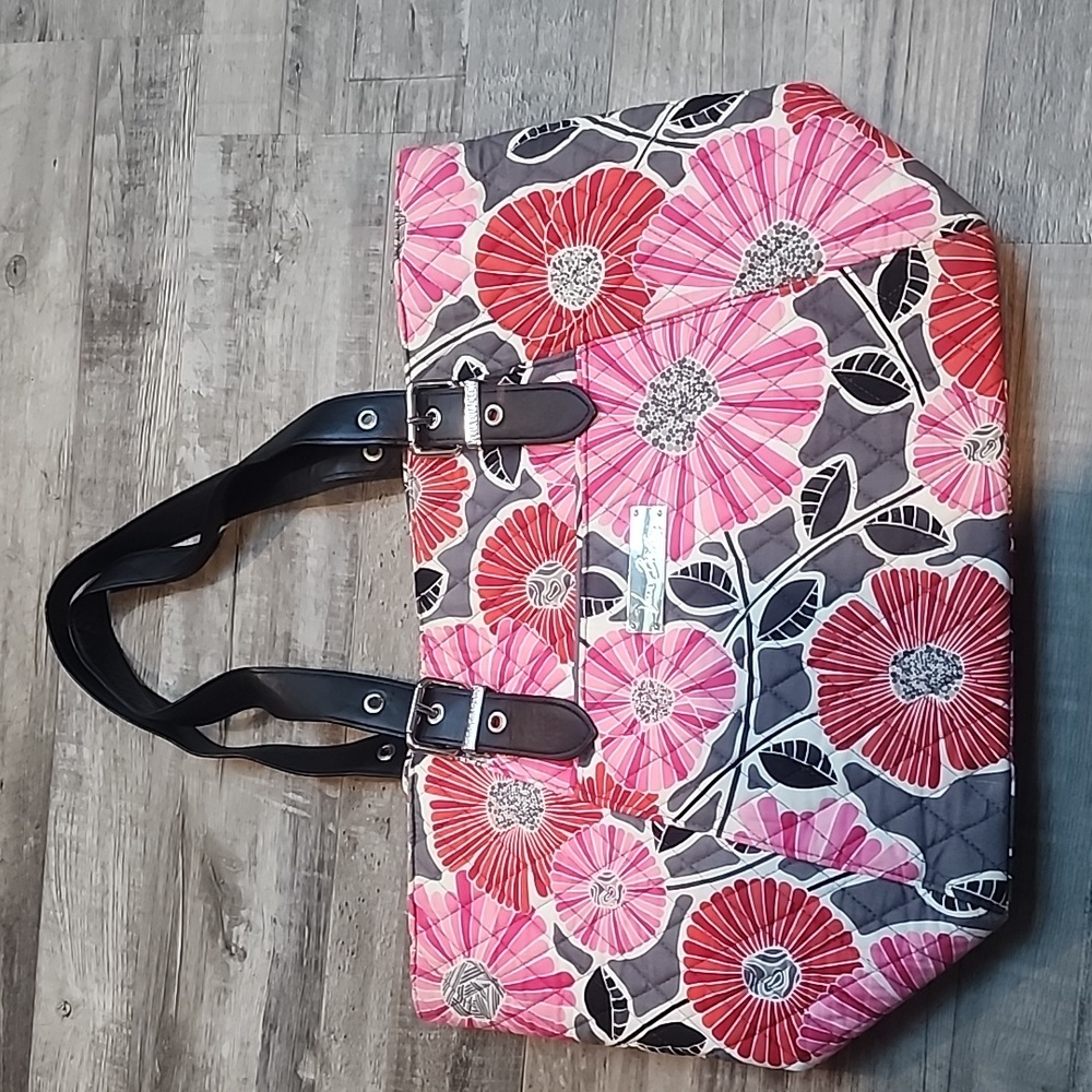 Vera Bradley Red and Pink Floral Quilted Shoulder Bag